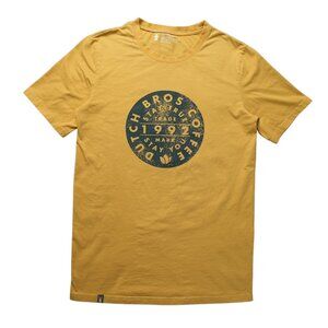 Dutch Bros Short Sleeve Tshirt Mens Size Medium Yellow Gold Coffee Uniform Swag